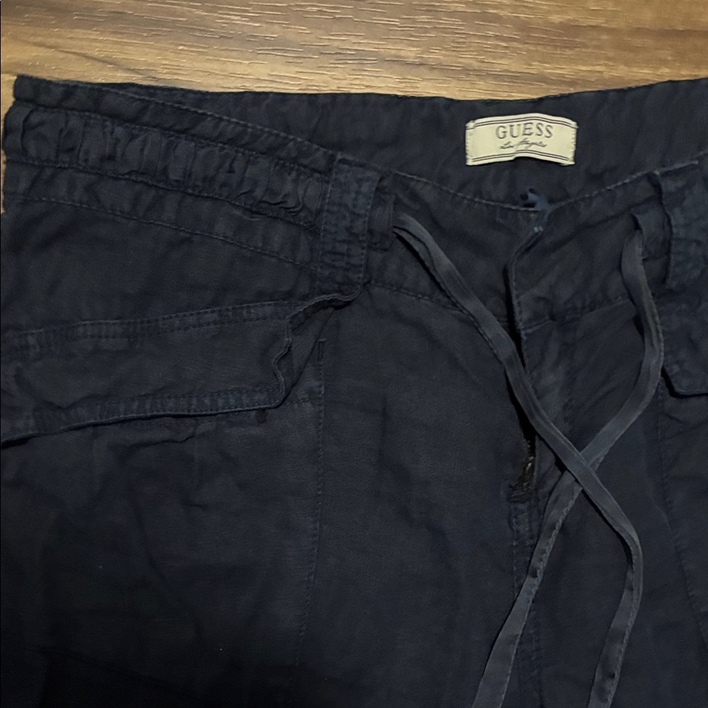 Navy Blue Drawstring Cargo Pants - Picture 2 of 8